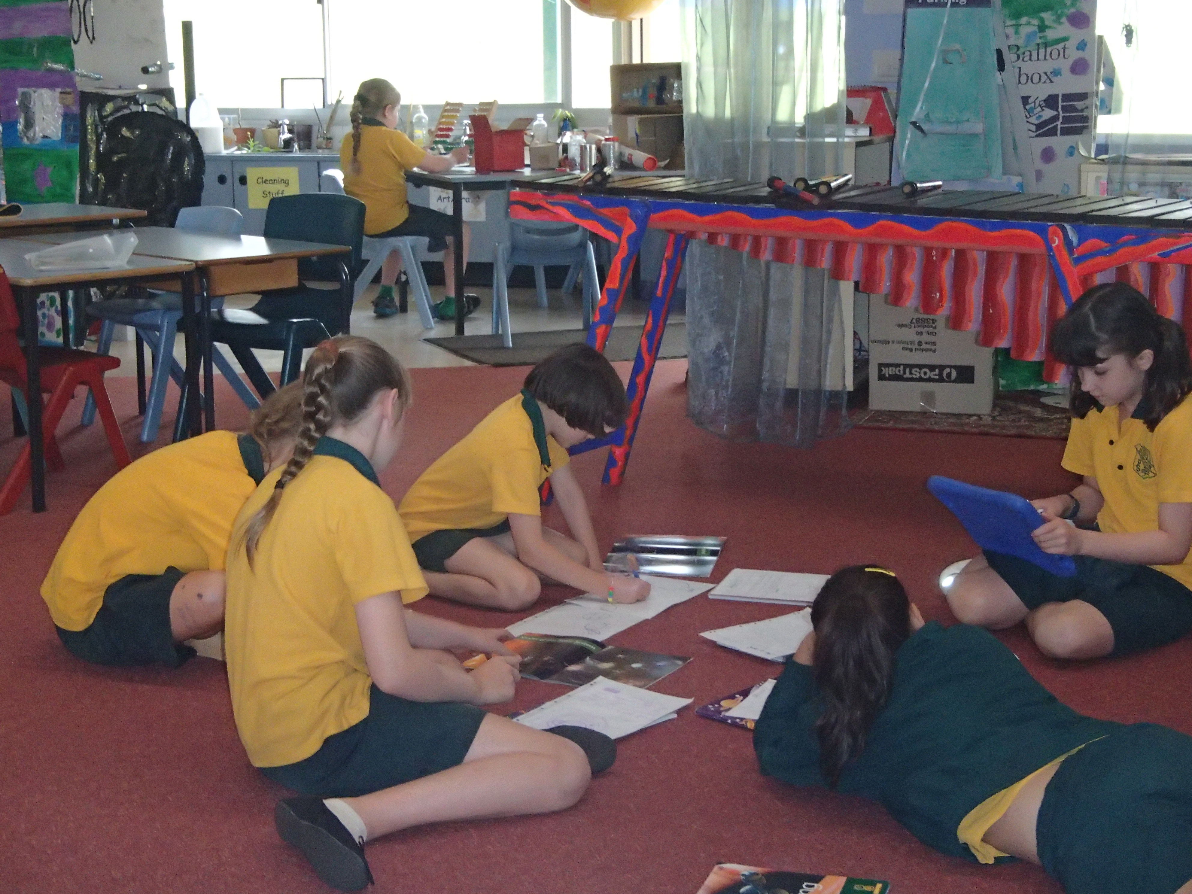 Students work in teams to solve problems.